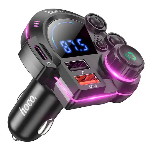 Адаптер автомобильный Hoco Legend car BT FM transmitter DFM01 2USB/Type-C, PD/QC, 38W/3A| - фото 1