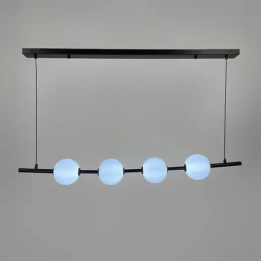 Удлиненная черная люстра с 4-мя акриловыми шариками | Ст. 910B/4 BK | Line F - фото 5