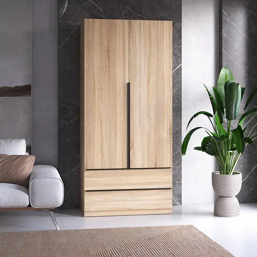 Шкаф для одежды Vays M-30, 2 ящика, со штангой и полками, ЛДСП, 100×50×220 см - для спальни, гостиной, прихожей - фото 6