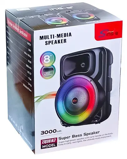 Портативна колонка Sing-e ZQS8147  з  мікрофонам та пультом Акустична система RGB підсвічування Чорний  200 Вт - фото 9