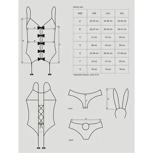 Еротичний костюм зайчика Obsessive Bunny suit 4 pcs costume Pink S/M, рожевий - фото 7