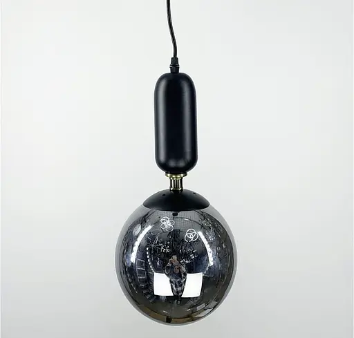 Підвісний світильник в чорному корпусі з об‘ємним графітовим плафоном | Арт. 12015/1 BK+GR | Line F - фото 1