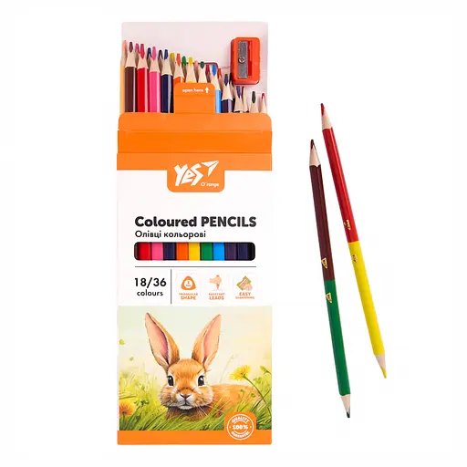 Карандаши цветные Yes Orange Line, 18/36 цветов, с точилкой