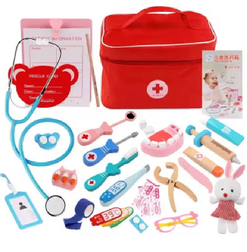 Набор доктора C 73289 деревянный, мягкая игрушка, инструменты, в сумке (6900067732897) - фото 1
