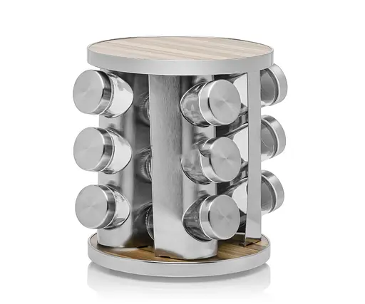 Органайзер набір для спецій на підставці що обертається Edenberg EB-18001 12 ємностей для зберігання спецій Сірий - фото 1