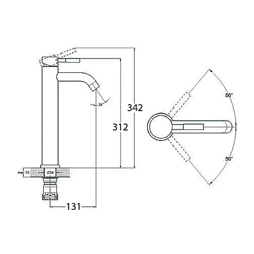 Смеситель для умывальника Wezer EKO11С-01 высокий Нержавеющая сталь - фото 4