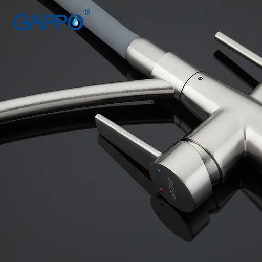 G4398 Змішувач для кухні з підключенням фільтра сірий/сатин шпилька Ø35 Gappo 1/8, Сірий - фото 5