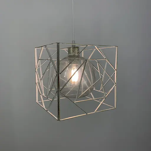 Підвіс Лофт у білому з позолотою корпусі форми куба Line.F 12120/1 WH - фото 5