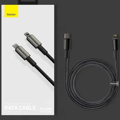 Кабель Baseus Tungsten Gold Fast Charging Data Cable Type-C to iP PD 20W 1 м Black - фото 1