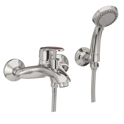 Змішувач для ванни Haiba Magic 009 з червоною ручкою HB0698 Хром - фото 1