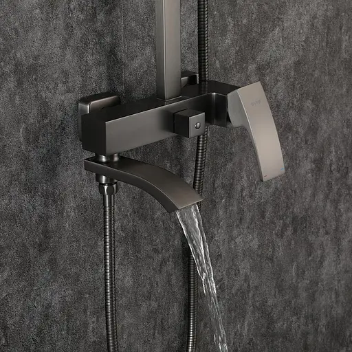 Душова система Gappo G2407-9, поворотний вилив - перемикач на душову головку, 3 режими, графітовий хром - фото 2