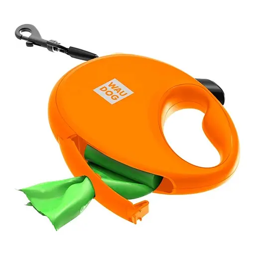 Поводок-рулетка для собак с контейнером для пакетов и светоотражающей лентой (5 м, до 20 кг) Collar WAUDOG R-leash - M (5 м)