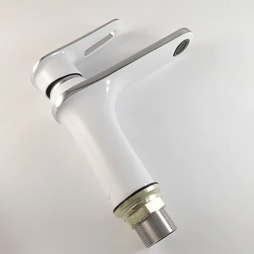 F1049 Змішувач для умивальника гайка білий/хром Ø35 Frap 1/10 Білий - фото 3