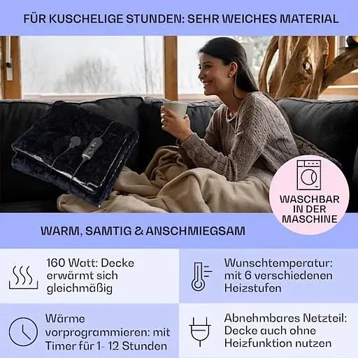 Электрическое одеяло Klarstein Dr. Watson SuperSoft (10033006) Синий - фото 6