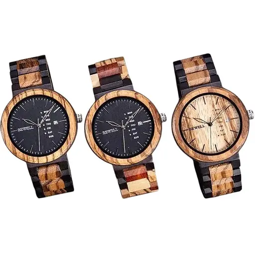 Чоловічий кольоровий дерев'яний годинник багатофункціональний