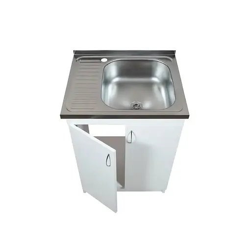 Кухонна тумба з накладною мийкою в комплекті ЛДСП 60х60х83 см Біла (52867-01114) - фото 5