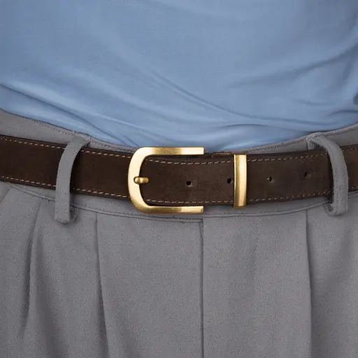 Ремень женский замшевый JK-3049 коричневый с золотистой пряжкой (105 см) - фото 5