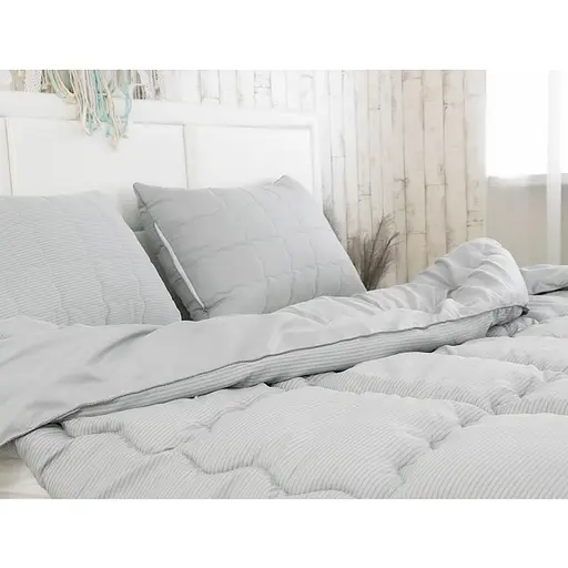 Уценка. Набор Руно Soft Line: одеяло 140х205 см + подушка 50х70 см серый (924.52_Soft Line) - фото 7