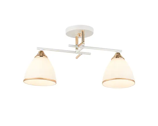 Люстра стельова на 2 плафони 6313-2 (Білий+Золото)