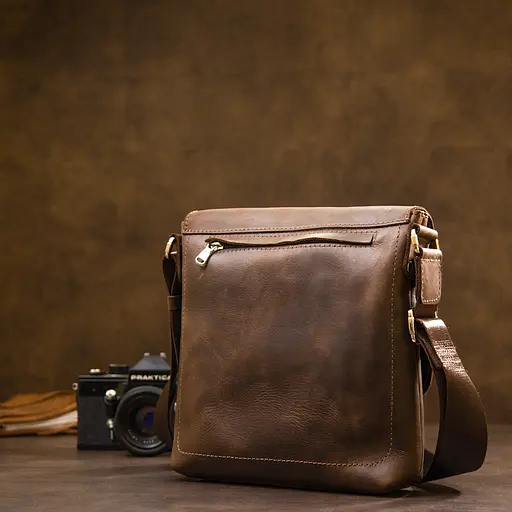 Кожаная мужская сумка GRANDE PELLE 24х24х6 см sum0015575 - фото 8