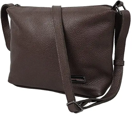 Женская кожаная наплечная сумка Borsacomoda темно-коричневая sum0028737 - фото 2