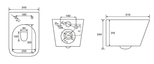 Унитаз подвесной Volle Libra 2.0 vortice сиденье duroplast, de la noche 1321.001004, Черный матовый - фото 2