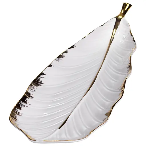 Фарфоровое блюдо для сервировки стола 45×16.5×3 (см) блюдо для подачи закусок Белый с золотом Yiwu CJY-175 - фото 2