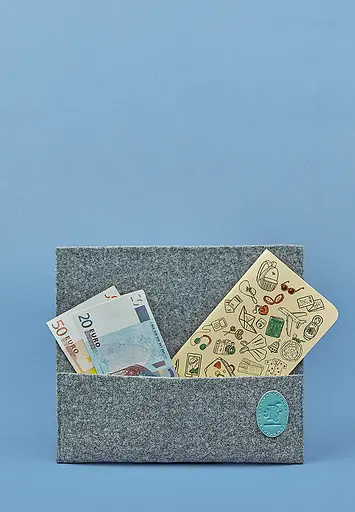 Женский тревел-кейс 1.0 из фетра с кожаными бирюзовыми вставками - фото 3