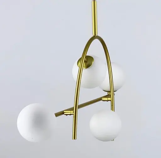 Люстра в золотистому корпусі на 4 мініатюрних білих матових плафони Line.F YG 8014-4 D GD - фото 5