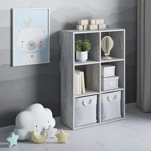 Полка для книг Vays cтеллаж для дома на 6 ячеек M-58 Бетон