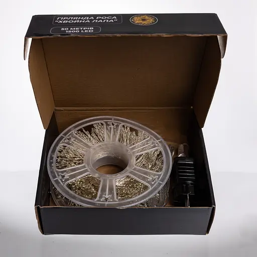 Новорічна гірлянда кімнатна роса Garlando D1500L50MWW 50 м 1500 LED Хвойна лапа білий провід Біле сяйво  - фото 5