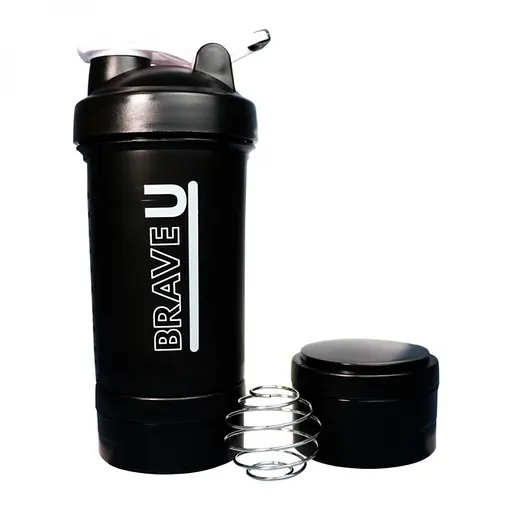 Шейкер Brave U Shaker with containers 3 in 1 чорний 600 мл (1086-2022-10-2339)