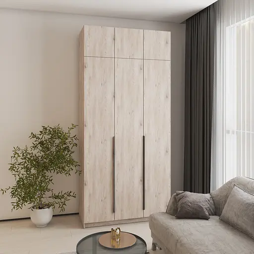 Шафа 3-дверна з антресоллю MebelStar Оскар ДСП BL-B, додаткова штанга 120x52x260 см Аляска сірий (MBS-4879) - фото 1