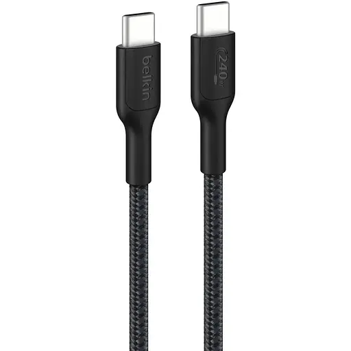 Belkin Кабель USB-C > USB-C зарядка/синхронизация 1м, 240Вт, Type-C, плетен, черный