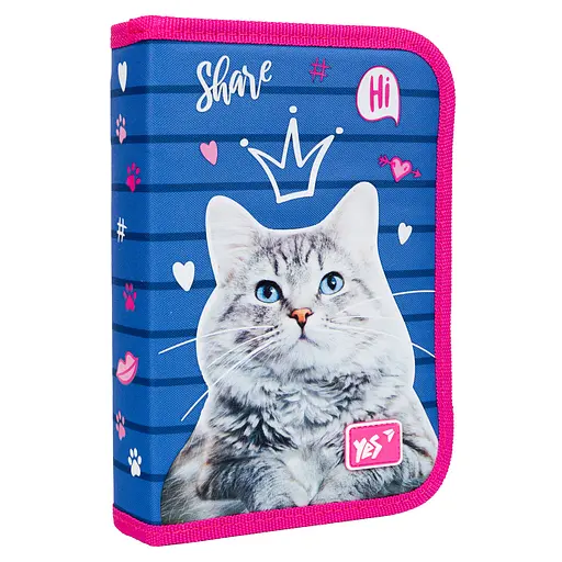Шкільний пенал твердий Yes одинарний з клапаном HP-03 Cats - фото 1