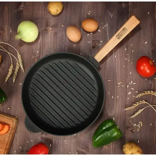 Уцінка. Сковорода-гриль Brizoll Optima чавунна з ручкою 28х5 см (O2850G-P) - фото 4