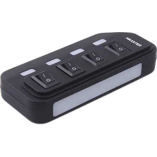 USB-Хаб Maxxter USB 2.0 HU2A-4P-AC-02 Type-A на 4 порти, 1м Type-B кабель, 5V1A зарядка в комплекті, пластик, чо (HU2A-4P-AC-02) - фото 2