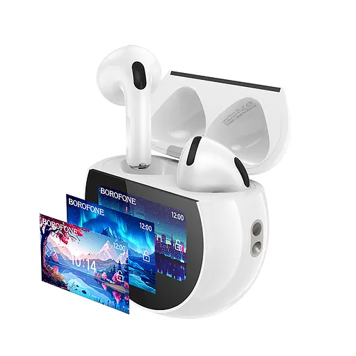Бездротові навушники BOROFONE BW87 Mist true wireless BT headset with touch screen White - фото 1