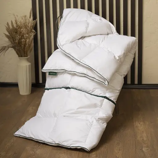 Ковдра MirSon Imperial Satin Luxe, літня, 215х155 см, біла із зеленим кантом - фото 29