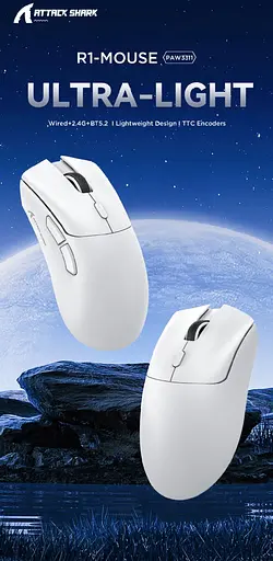 Миша Attack Shark R1 Wireless Gaming Mouse (R1-3311B) чорна - фото 4