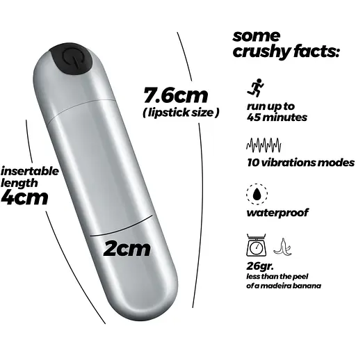 Вібраційна куля Crushious Imoan акумуляторна срібляста 7.6 х 2 см - фото 5