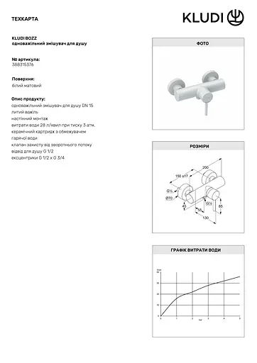 Смеситель для душа Kludi Bozz белый 388315376 - фото 2