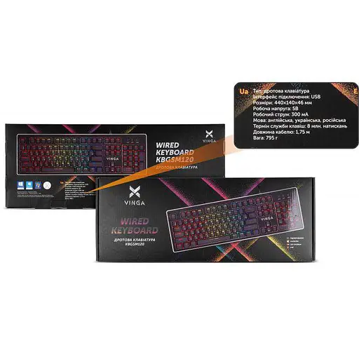 Клавіатура Vinga KBGSM120 Black (KBGSM120 Black) - фото 6