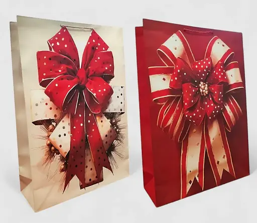 Подарунковий пакет "Новорічний бантик" 50х72х18см, набір з 2-х штук bl2502-180