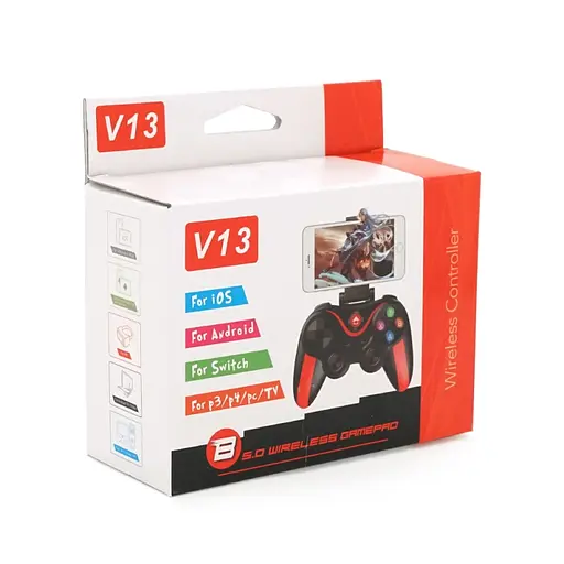 Беспроводной геймпад Voltronic V13 для iOS, Android, Switch, PS3, PS4, PC и TV черно-красный - фото 5