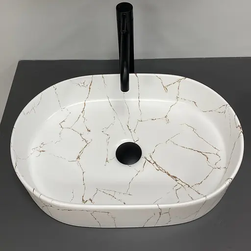 Умивальник VBI Verona 50 gold marmo glossy накладний VBI-011329, Золотий - фото 5