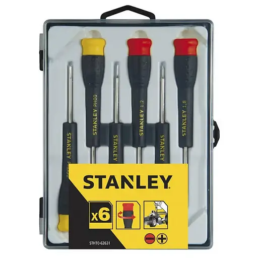 Набор отверток точной механики Stanley 6 шт: SL1,0, SL1,2, SL1,5, SL1,8, PH000, PH00 (STHT0-62631) - фото 3