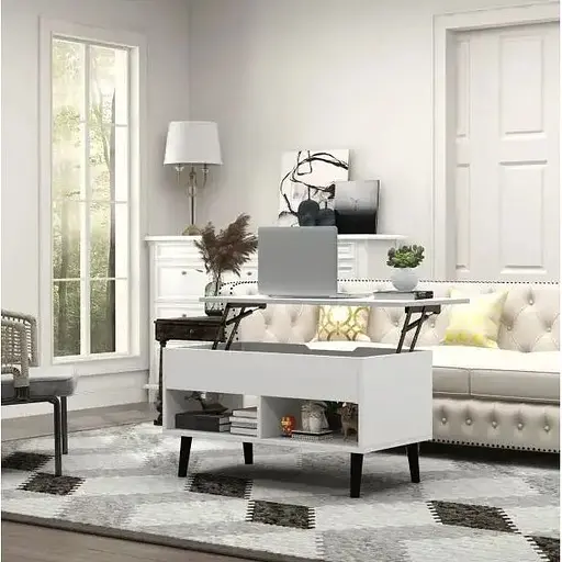 Стол трансформер Costway Lagom в стиле Loft белый - фото 4