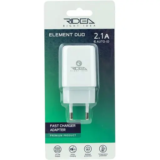 Мережевий зарядний пристрій Ridea RW-21011 Element Duo Fast Charging 2.1 A White - фото 2