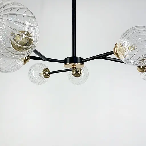 Стельова люстра в чорному корпусі на 6 ламп Line.F Колір фурнітури золотий - фото 10